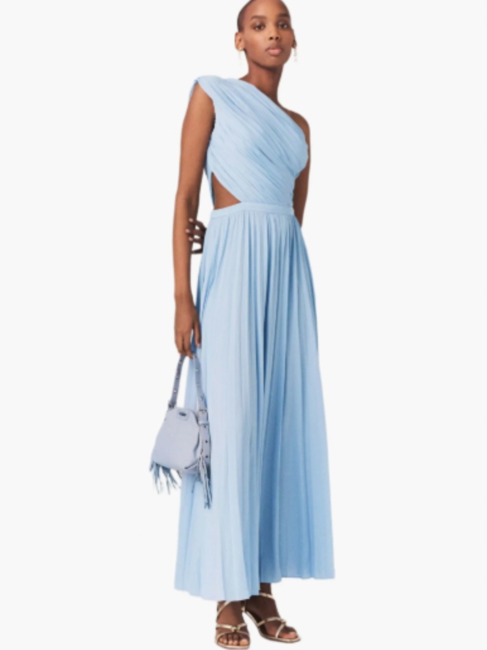 Revi Asymmetric Pleated Maxi Dress